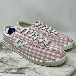 Tretorn Nylite Plus Lace Up Pink Gingham Sneakers 11 Retro Classic Preppy Casual